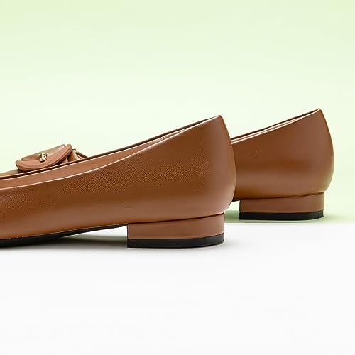 C.Paravano Women's Ballet Pointed Toe Leather Comfortable Slip On Work Flats3