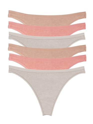 Image of Felina Women's Organic Cotton Thong Underwear, 6-Pack