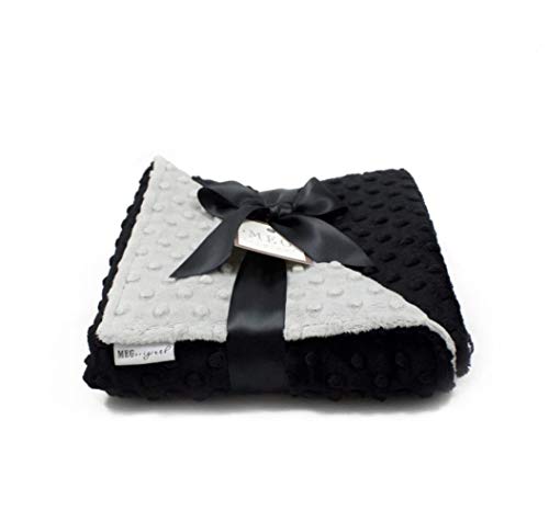 MEG ORIGINAL Minky Dot Kinderwagendecke für Babys, Schwarz / Grau Cover