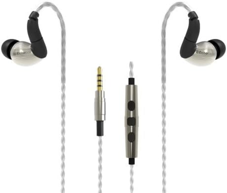 Echobox Nomad N1a Titanium in-Ear Monitor (IEM) Earbuds – Tangle-Free Cable, in-Line Mic Headphones for Musicians & Gamers, Compatible with Android