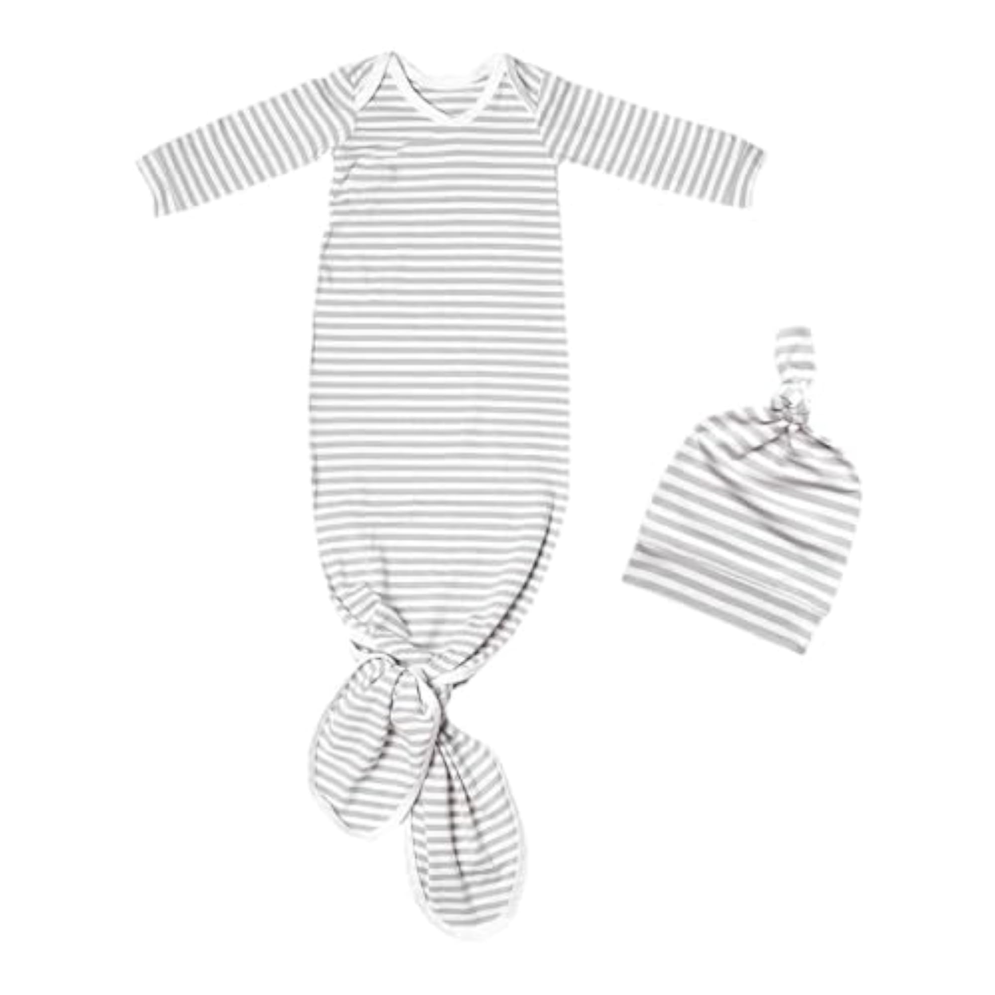 Infant Skin-Friendly Baby Sleeping Bag with Hat, Grey Stripe