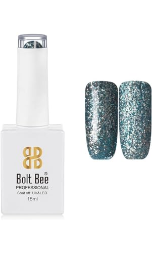 Image of BOLT BEE 15ML Gel Nail Polish 1Pc Clear Pink Glitter Nail Polish Soak Off UV LED Nail Gel Polish Nail Art Starter Manicure Salon DIY at Home, 0.5 OZ (1) (78)
