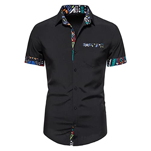 Chemise noire manches courtes homme XXL fluide et respirante hip-hop