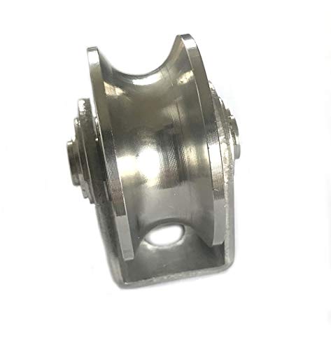 Chiloskit Sliding Gate 304 Stainless Steel 2 inch Roller Wheel Bearings U Groove Pulley Wheels for Swing/Sliding Sate with Wheel+Bracket,660 lbs Capacity (U)