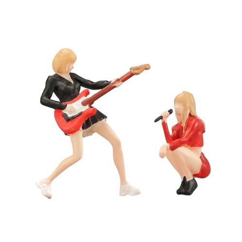 shoucangjia 1/64 Hand-Painted Character Models Train Architecture Resin Character Model Band Combinations (Guitarists and Singers)
