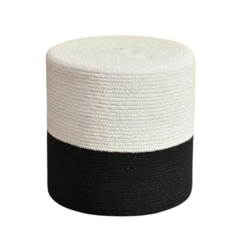 Image of Cotton Dori Ottoman Pouf for Seating|Cotton Dori Pouffe for Footrest Filled with Bean Balls|Ottoman Pouf Stools for Living Roombedroom, 15D x 10W x 15H Centimeters Beige