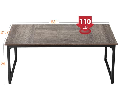 Image of Casaottima 63 Inch Computer Desk for Home Office, Study Writing Table for Small Spaces, Simple Modern Desk with Headphone Hooks, Grey Oak