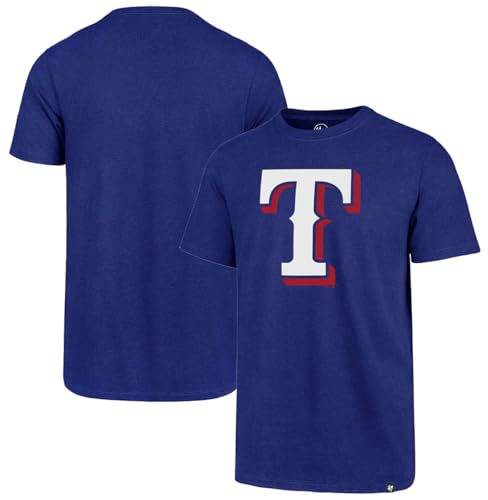 47 Brand MLB Men's Team Color Imprint Primary Logo Short Sleeve Baseball T-Shirt - Texas Rangers - Blue - Large
