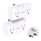 2 Pack US to UK Ireland Travel Plug Adapter, Type G Travel Adapter with 4 Outlets and 3 USB(2 USB C), UK Power Adapter Converter, Travel Essentials for USA to Dubai London England Hong Kong Irish