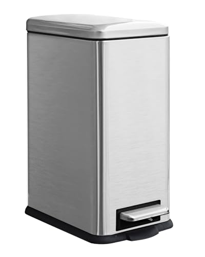 JM ·YIPENG Papelera de Cocina 17L, Papelera de Baño con Tapa de Cierre Suave, Papelera de Pedal con Cubo Interior Extraíble para Casa, Baño, Cocina, Dormitorio y Oficina