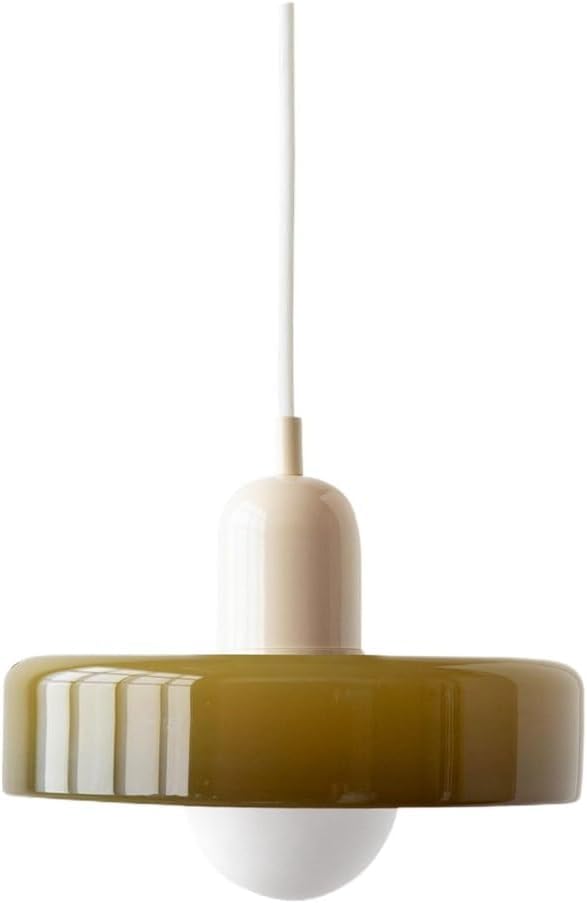 Lustre Mid-Century Modern en verre suspendu bicolore haut de gamme