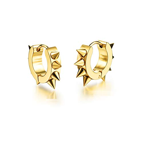Pendientes Aro Acero Inoxidable para hombre con remaches góticos hipoalergénicos