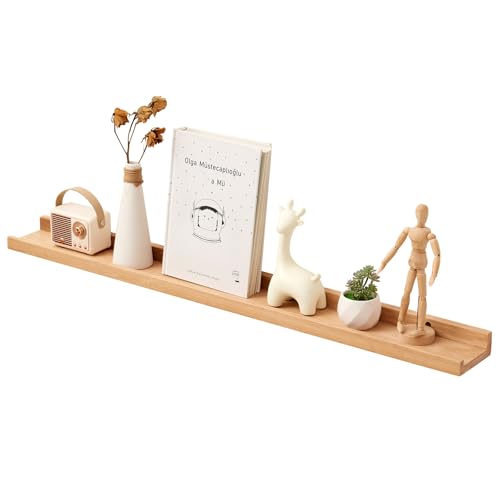 TREOAKWIS Etagere Murale Bois Chêne, Étagères Flottantes Étagères Murales en Bois Massif Solide pour Maison, Salon, Chambre d'enfant, Chambre, Salle de...