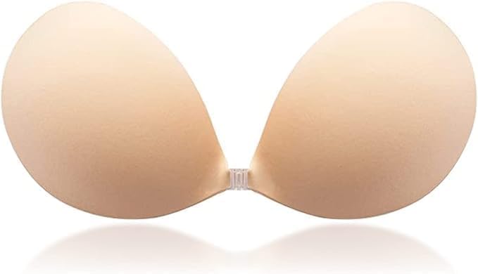 ikira Strapless Adhesive Stick On Bra for Women Fabric Blend Backless Push Up Invisible Bra, Self Adhesive Strapless for Deep Neck,Off Shoulder,Bridal Wear (Beige and Black) Pack of 1 Free Size-picture-18