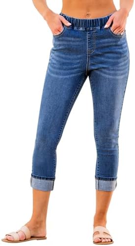 GRAPENT Pull On Jeans for Women High Waisted Skinny Capri Pants Trendy Stretch Denim Cropped Jeans Crop Jeggings Capris