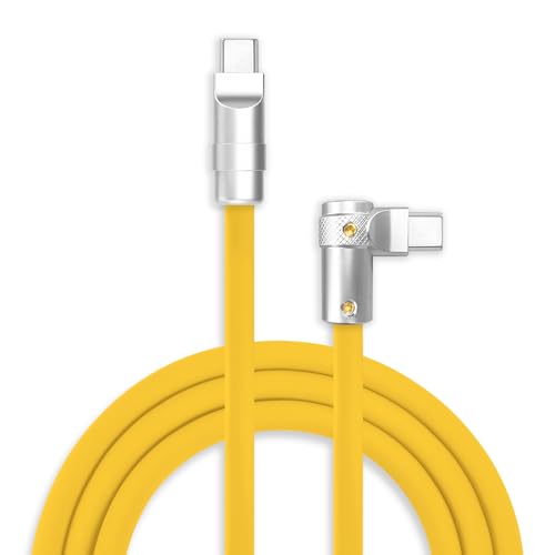 chubbycable 240W Charging Cable 90° USB C to C Cable, Yellow, 19.6FT