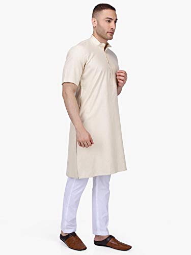 Image of Rajubhai Hargovindas Men's Premium Cotton Half Sleeve Solid Kurta