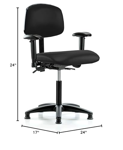 Image of Perch Task Chair with Glides, Medium Bench Height 21 inch-28.25 inch, Black Fabric