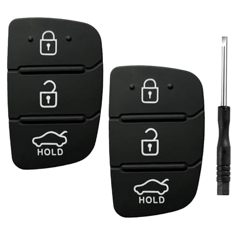 2 Pièces Coque Clé de Voiture 3 Boutons en Silicone Compatible avec Hyundai i40 i30 i20 i10 ix20 ix35 Tucson Santa Fe Elantra Boîtier Clef Télécommande...