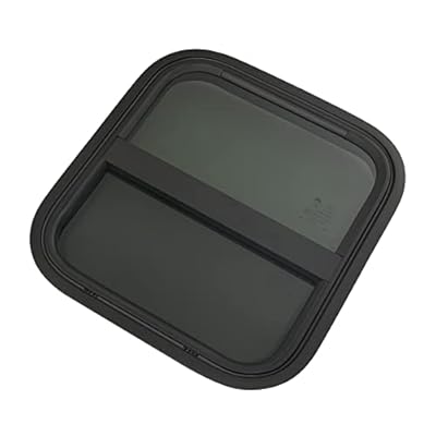 CUBELLIN Universal RV Window 14"X16" Vertical Sliding RV Window Tempered Black Glass Lockable Camper Window Replacement with Screen Window and Rings