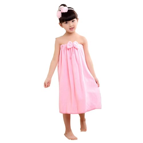 PURFUN Girls Soft Bath Towel Dress with Bowknot for 3.9-4.9ft, Kids Girls Elastic Water Absorbent Beach Towel Wrap Tube Dress2
