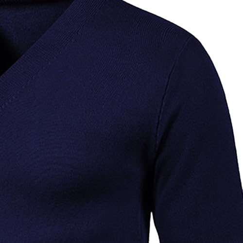 Mens V-Shaped Collar Sweaters Lightweight Soft Ventilation Casual Cardigan Long Sleeves Pockets Knitwear4