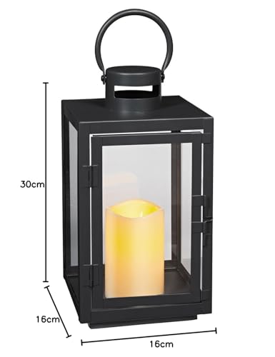 Lights4fun Large Black Metal Decorative Candle Lantern LED Battery Operated with Timer Indoor Outdoor Use 30cm - Cosy Home Interiors Lights4fun Large Black Metal Decorative Candle Lantern LED Battery Operated with Timer Indoor Outdoor Use 30cm - Image 7