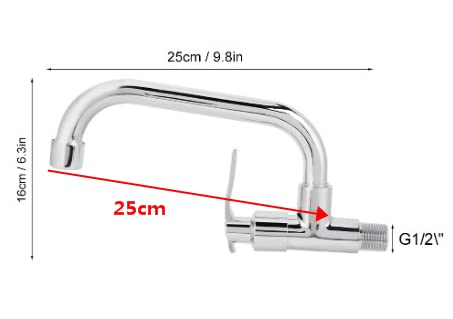 Fdit G1/2in Praktische Messingstruktur Wandmontage Einzelkaltwasserhahn Waschbecken Wasserhahn Ergonomisch geformter Griff für den Heimküchengebrauch(20cm)
