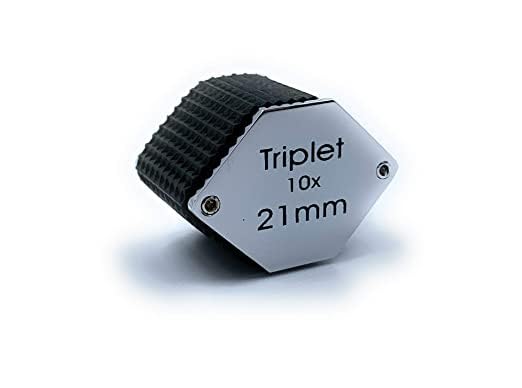 Triplet 10x Magnification Loupe, 21mm, Hexagonal, Chrome Finish, Jeweller's Magnifier 1