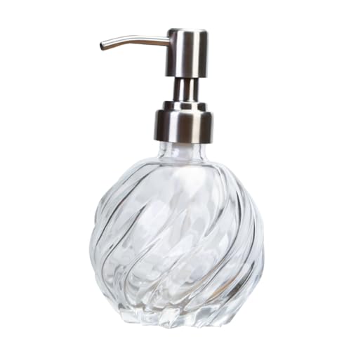 LIFKOME ガラス製詰め替えポンプボトル 大容量 シルバーノズル付き 持ち運び便利 女性用ローション シャンプー 香水装容器 旅行 自宅用