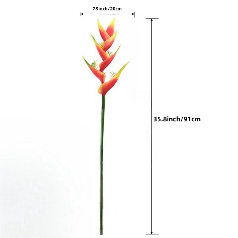 Fleur artificielle héliconia orange A à 7 pétales pour décoration et bricolage - 3