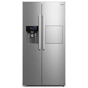 Midea KS-EIX 6.23 Side-by-Side Kühl-/Gefrierkombination/176,5 cm hoch/No Frost/Inverter Compressor/mit Barfach/Wasser-/Eisspender mit Festwasseranschluss/Twin Control, Rostfreier Stahl
