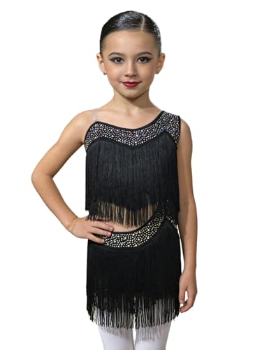 Robe Danse Latine Fille à Strass Salsa Cha Cha et Jazz