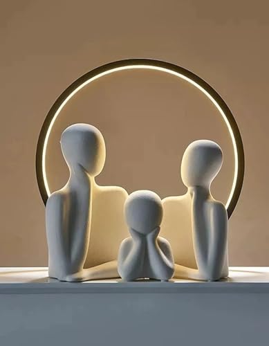 Image of Couple Family Statue | Ceramic Thinker Sculpture | Home Decor Items for Living Room Show Piece | Table Artifact (White | Set of 3)