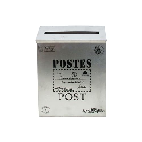KiBcsLic Wall Mounted Mailbox Wall Hanging Mail Box Metal Postbox Newspaper Holder Box,Drop Box for Porch Front Door Home Office Decor, Silvery