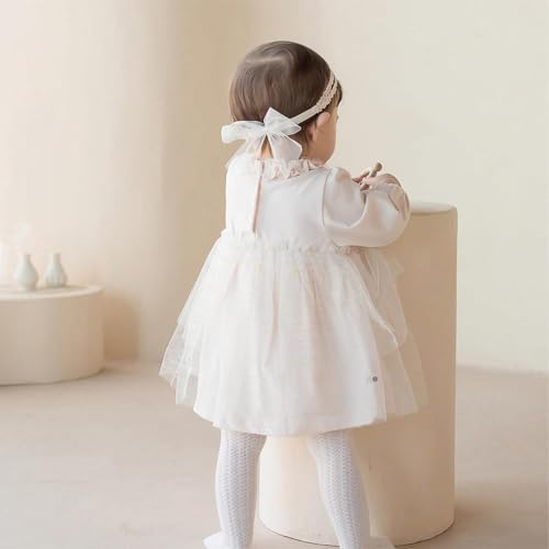 COYUN 2pcs Baby Mädchen Stirnbänder Weiß Dehnbare Stirnband DoppelspitzeSpitzebowknot-Haarband Weich Baby Hairband Nylon Neugeboren Haarschmuck Babygeschenke für Neugeborene