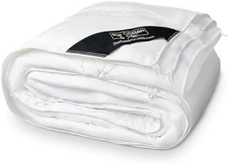 THE COTTON & SILK®️ 100% Mulberry Silk Filled Comforter for All Seasons - Luxury, Ultra Soft, Breathable, Naturally Body-Hugging Silk Duvet Insert/Bedding Blanket - Queen Size