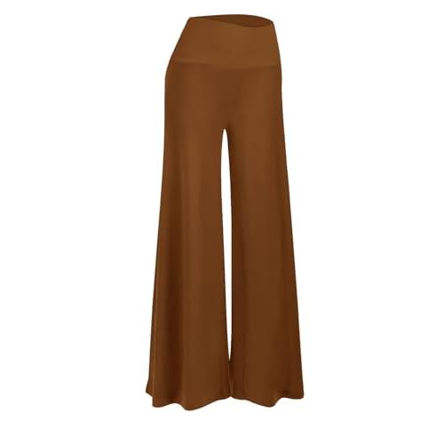 Arolina Women's Stretchy Wide Leg Palazzo Lounge Pants Casual Comfy High Waist Palazzo Pants Medium Coffeebrown