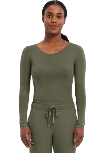 Healing Hands Women's Underscrub Soft Knit Melissa Longsleeve Scrub Tee with Breathable & Easy Care Fabric 5047, S, Olive