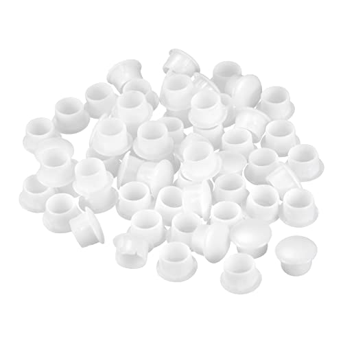 Image of uxcell Screw Hole Plugs, 8mm(5 /16 inch) Dia PP Snap in Shelf Button Flush Type Caps for Furniture Cabinet Cupboard, White 60 Pcs