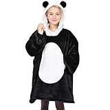 Solaris Panda Wearable Blanket Hoodie for Kids - Warm Soft Gift, Oversized Cozy Sherpa Fleece Sweatshirt Pullover for Teens, Girls, Boys, Large Pocket