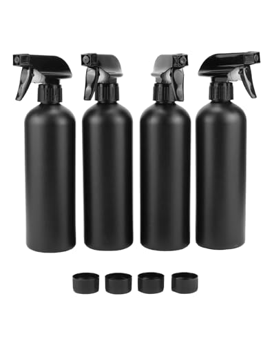 QWORK® 4Stück 500ml Sprühflasche, schwarz, für Haarpflege, Blumenpflanzenpflege und Reinigung