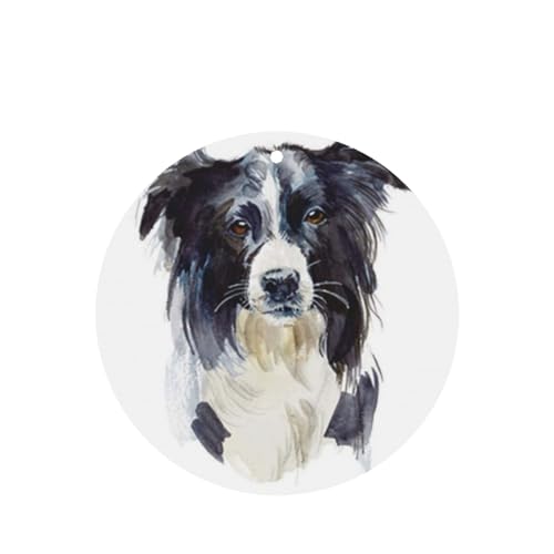 吊り下げ式車用芳香剤カード 2枚パック - 長持ちする吊り下げ式アロマセラピーカード (ラベンダーの香り) 車、自宅の寝室、ワードローブ、靴箱などに最適。ユニセックス (面白いボーダーコリーの肖像画、犬、水彩画、動物、純血種、愛らしい)