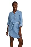 C&A Damen Kleid Knopfausschnitt Mini/Kurz Shift-Form Kleider Jeans-hellblau 42