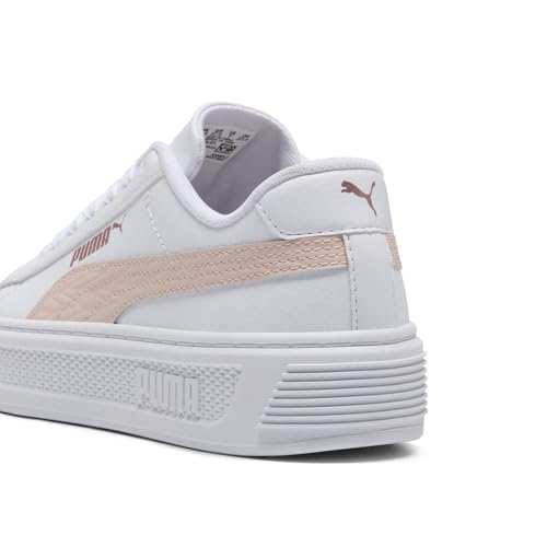 PUMA Women's Smash Platform V3 Sneaker, Maze White-Island Pink-Rose Gold, 92