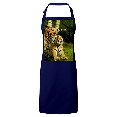 Tablier cuisine premium finition haute qualité motif tigre fauve étiré