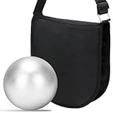 Zealor 8 lbs Iron Shot Put Ball with Carrier Bag Set 2 Large Pockets Shotput Discus Pouch Adjustable Carrying Strap for High School Track & Field Competition Athletic Throwing Training, Black