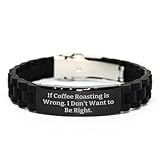 Coffee Roasting Enthusiast Funny Gifts from Friends - Funny Quote Inspired Glide lock Clasp Black Stainless Steel Silicone Adjustable Men's Women's Birthday Unique Gift for Coffee Lover, Small,