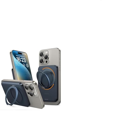 TORRAS Lstand iPhone 15 Pro Max Case Clear Grey & Magsafe Power Bank Black