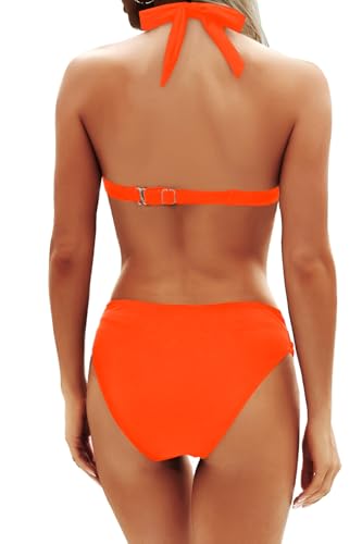 Image of Yonique Women Two Piece Bathing Suits Push Up Bikini Set Halter Swimsuit Vintage Swimwear